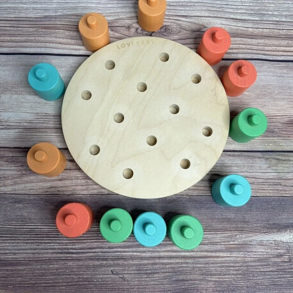 Lovevery Wooden Stacking Pegboard Toy‎